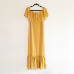 Cute Mustard Off Shoulder Maxi Dress NWT